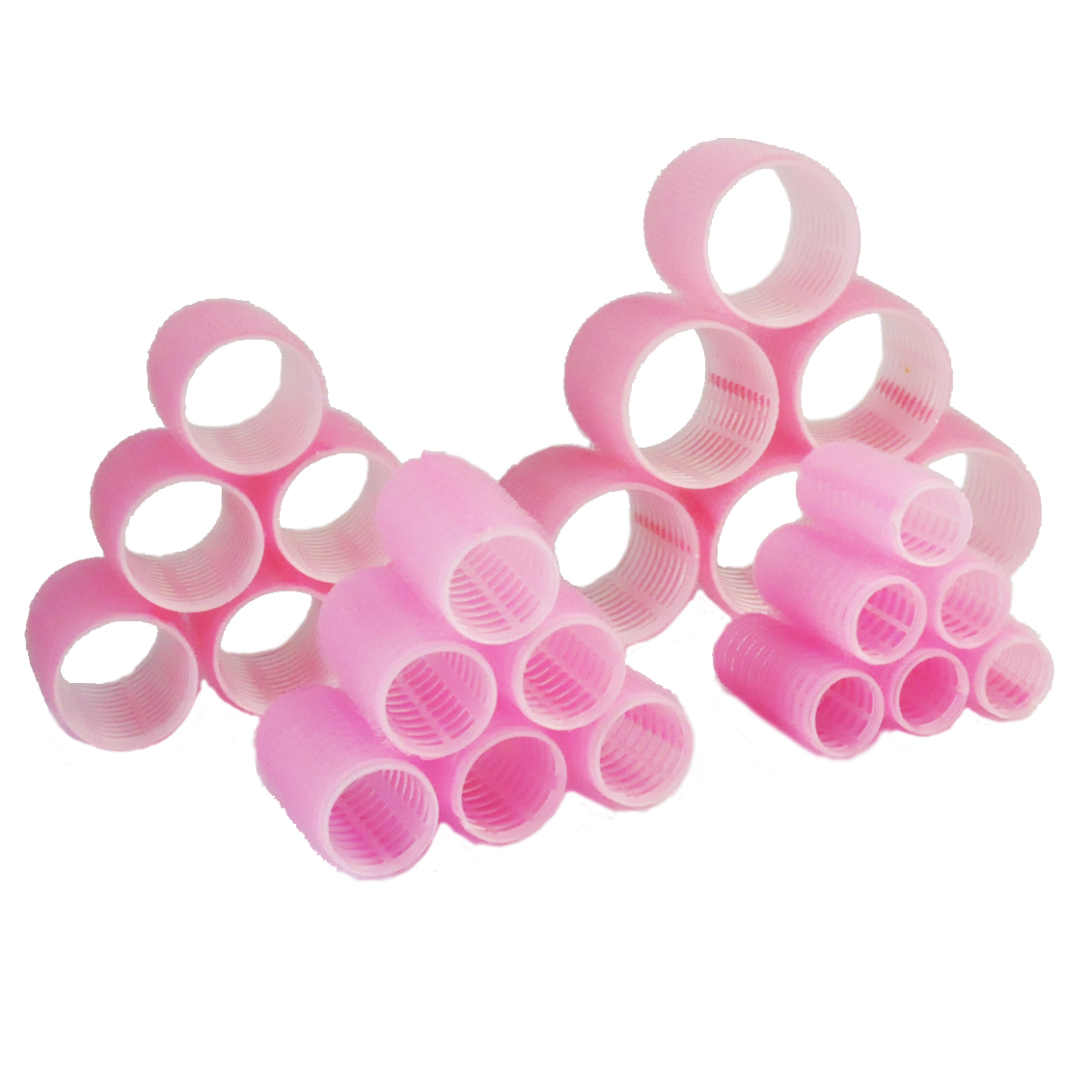 24 x Plastic Hair Rollers Curlers Pink Small Medium Large Jumbo 20mm