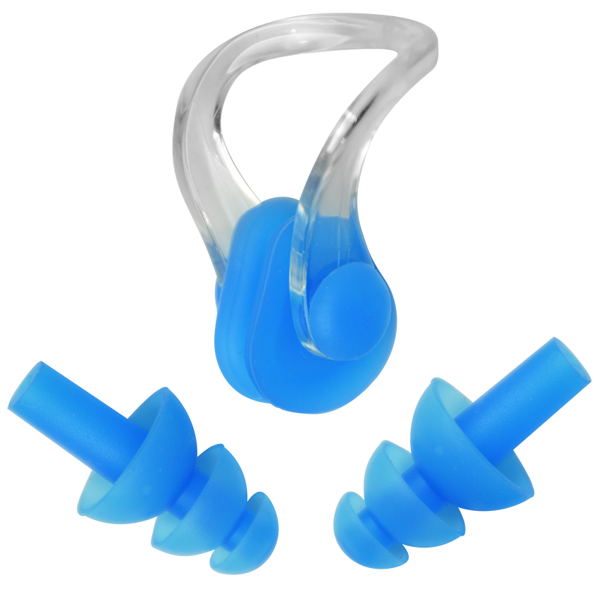 Kids/Adults Swimming Blue Ear Plugs & Nose Clip Sea Ocean Beach