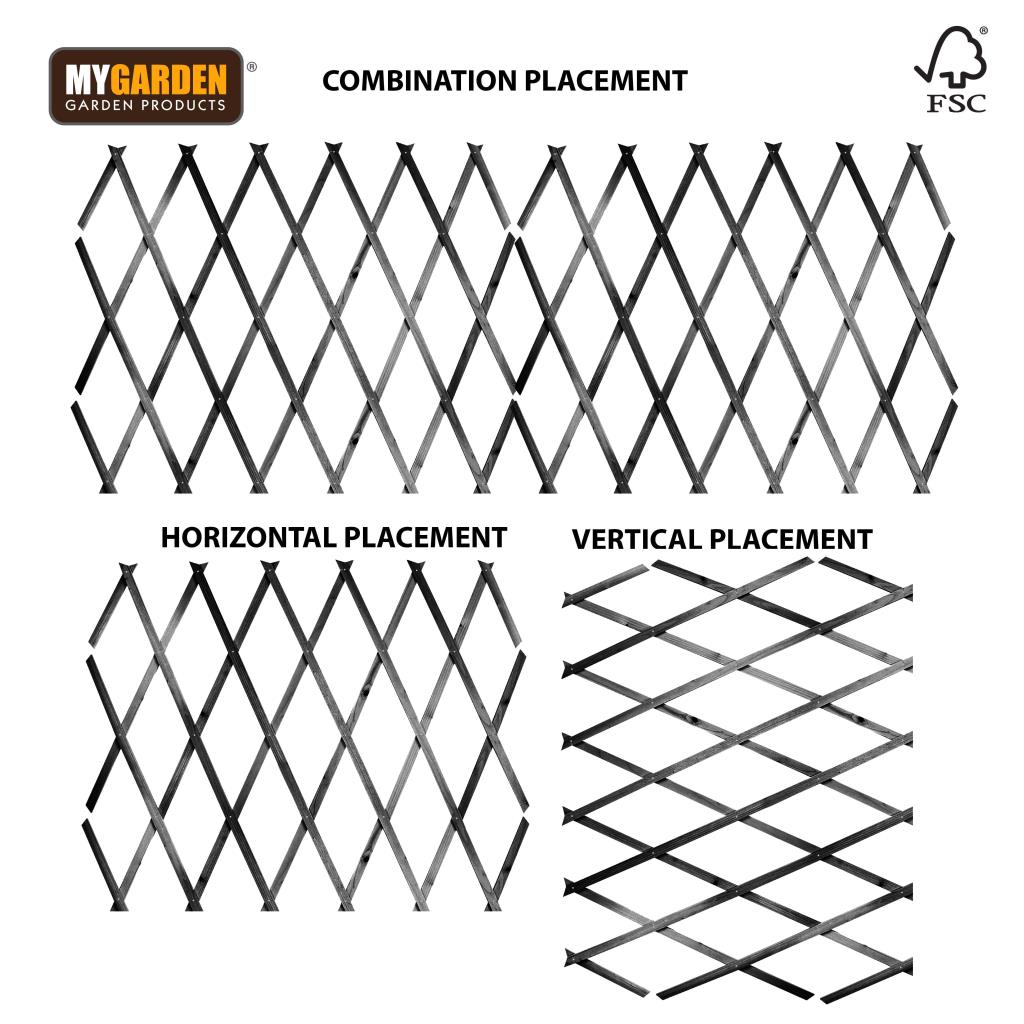 Expanding Grey Wooden Trellis Climbing Plants Fence Panel Screening