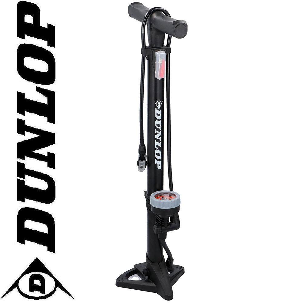 Dunlop Floor Bike Pump with Pressure Gauge Standpump Manometer 11Bar