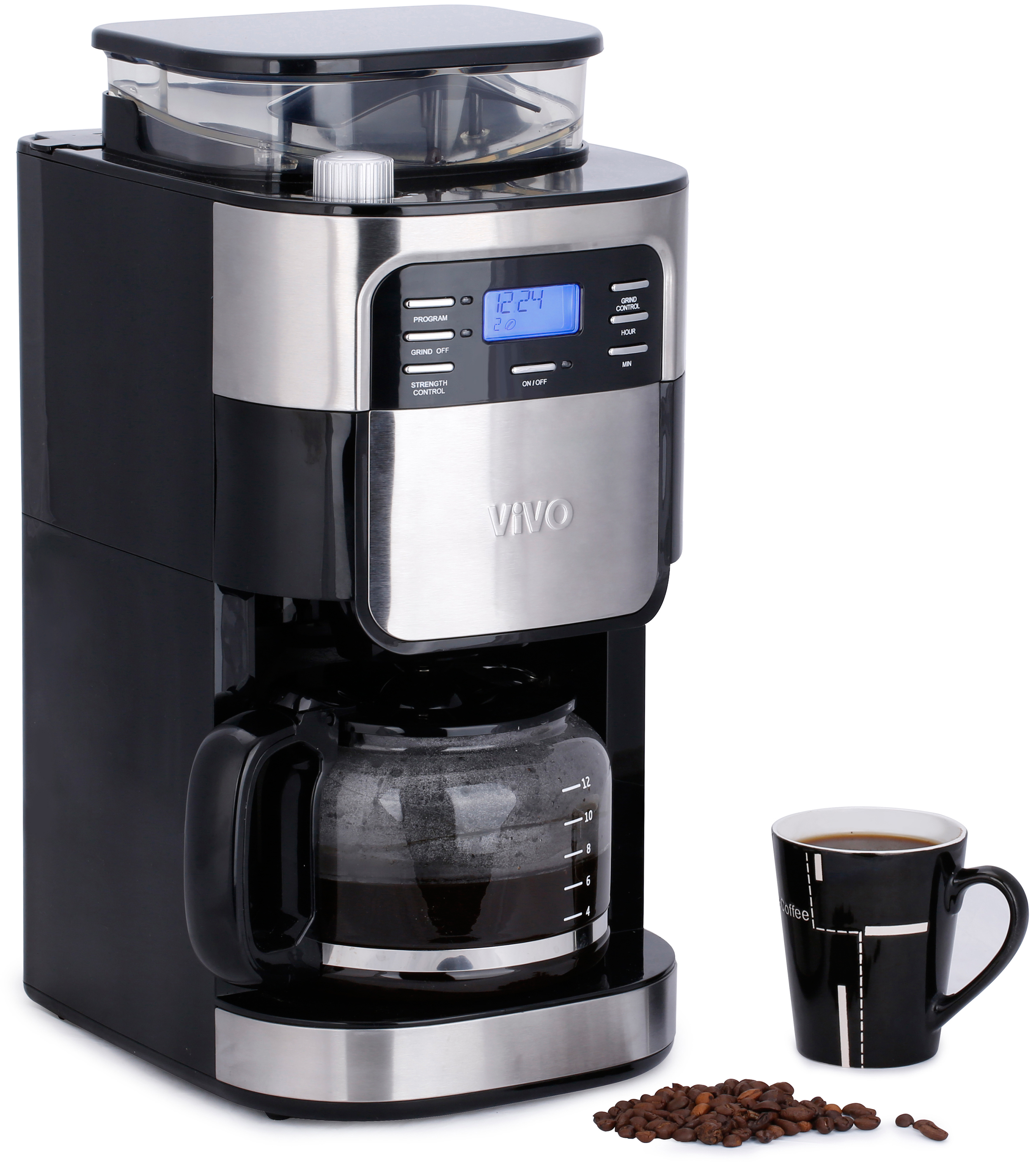 ViVo 1.5L Bean to Cup Digital Filter Coffee Maker Machine
