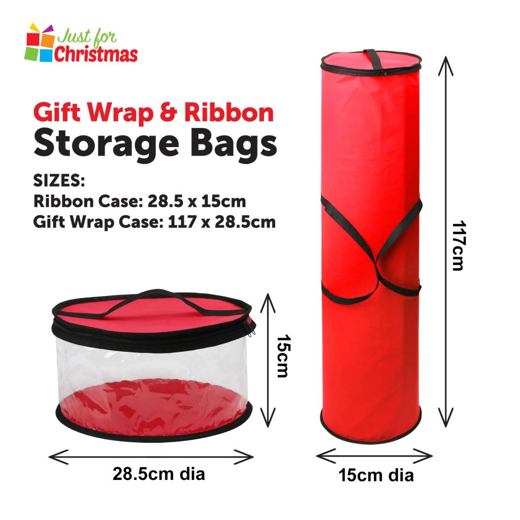 Christmas Wrapping Paper Storage Bag Tinsel Paper Tags Bows Fabric