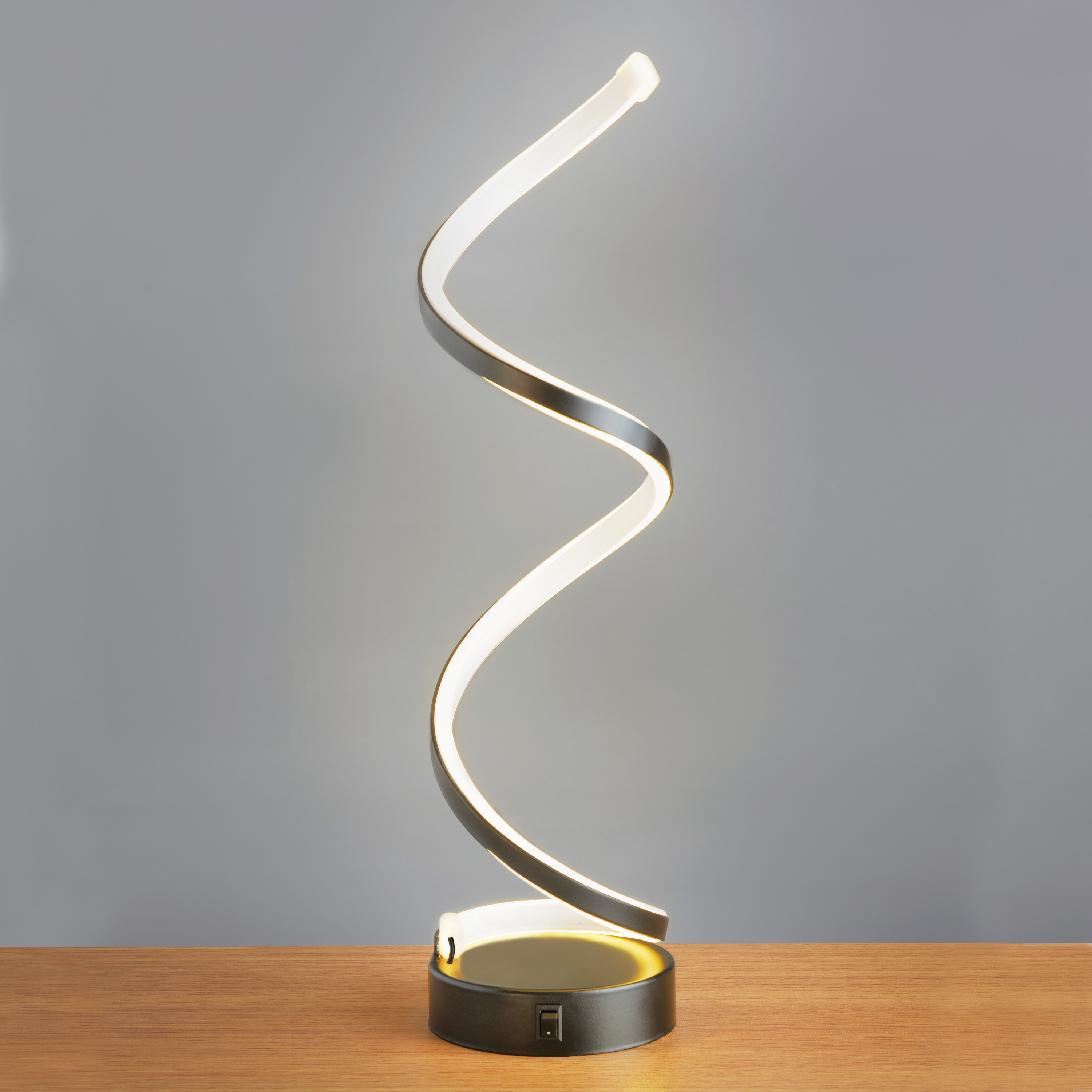 Swirl LED Light Table Lamp Neon Tube Black Frame Modern ... Swirl LED Light Table Lamp Neon Tube Black Frame Modern ...