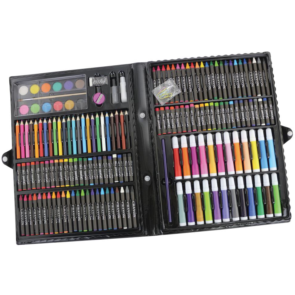 86pc Childrens//Kids Art Case Colour Paints Pencil Crayons Felt Tip Pens Set
