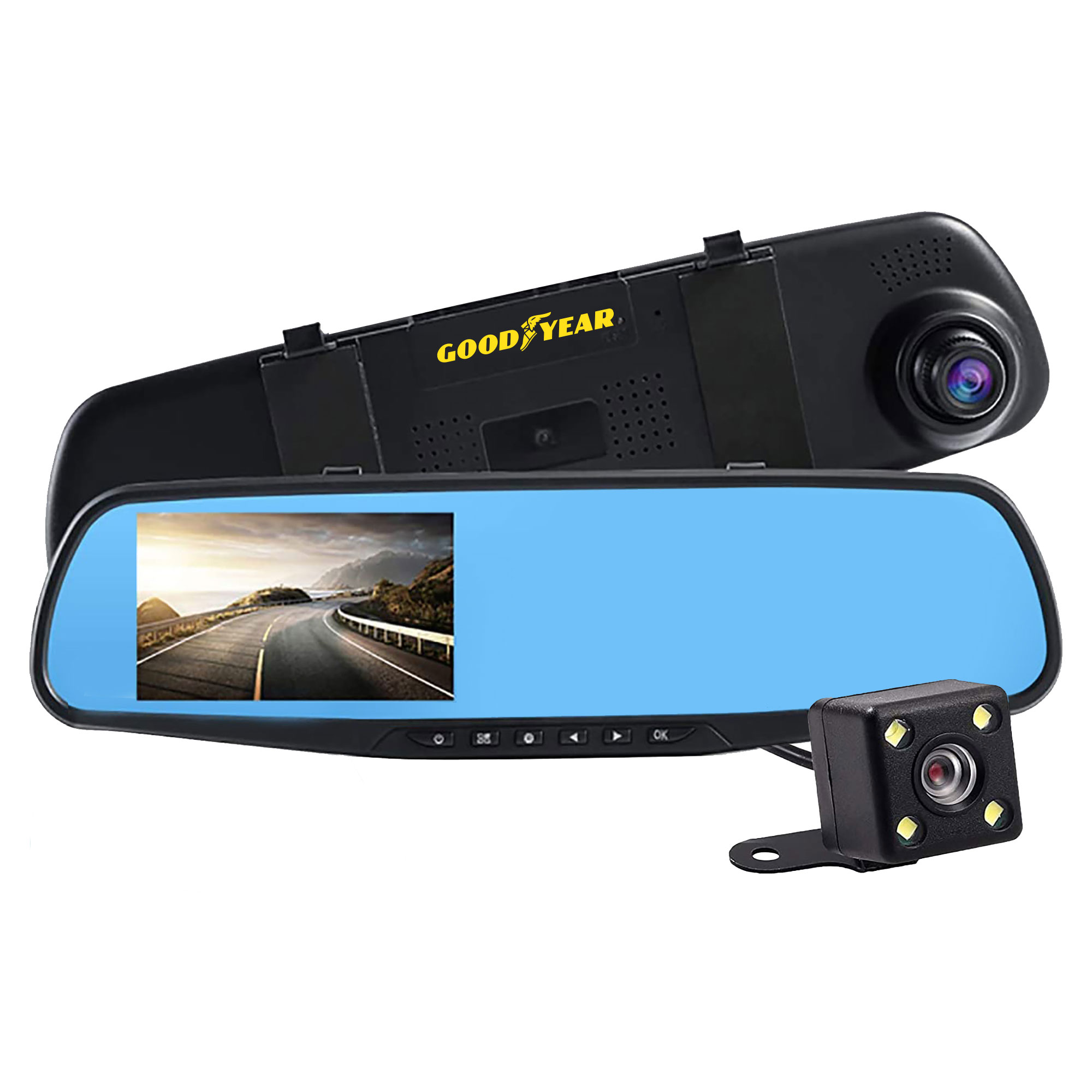 Goodyear Dual Lens Car Dash Cam with Front Rear Internal Camera HD Dashcam  Taxi