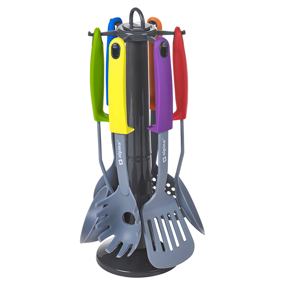 Alpina 7Pcs MultiColoured Nylon Kitchen Essential Utensils Set with