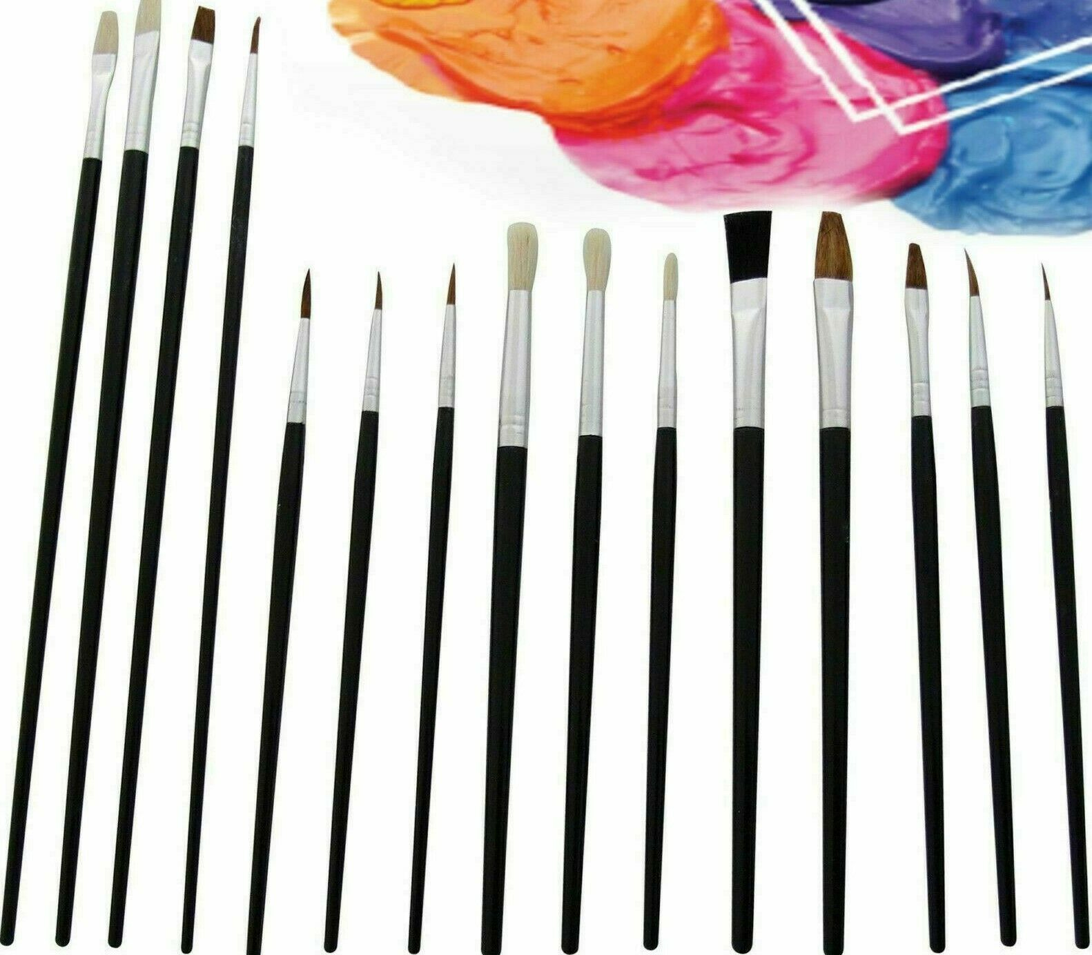 12 x Artist Brush Set Painting Brushes Assorted Artist Kids Paint Hobby