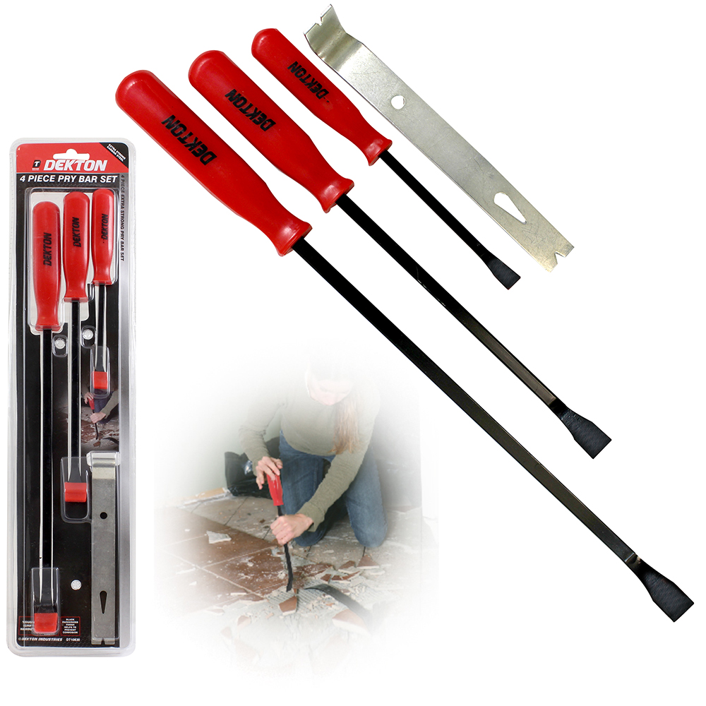 4pc Pry Bar Lever Set Carbon Steel Heavy Duty Tough Grip Wrecking Crowbar Long eBay