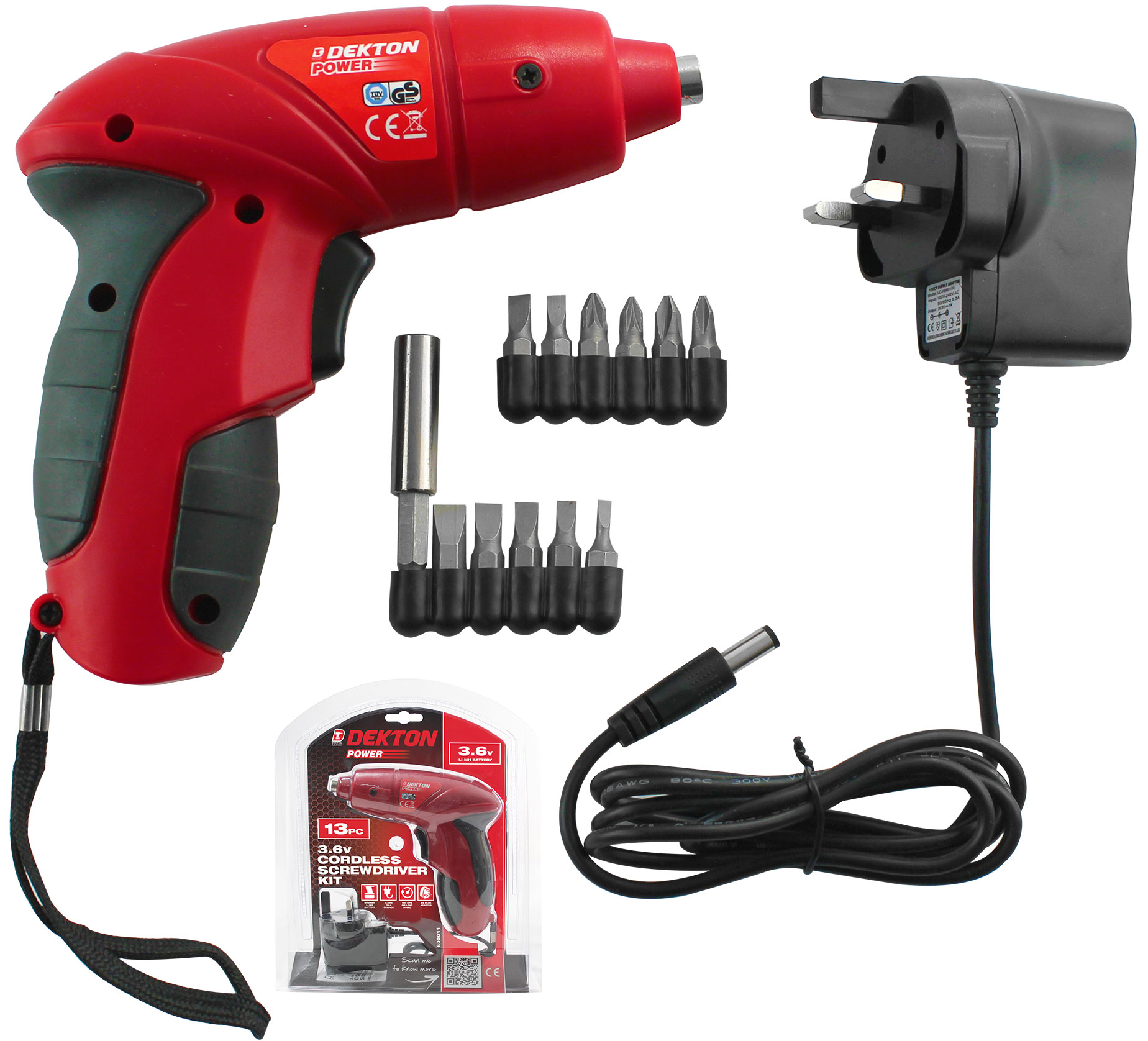 Dekton 13pc Rechargeable Cordless Screwdriver Set with Screw Bits and 3