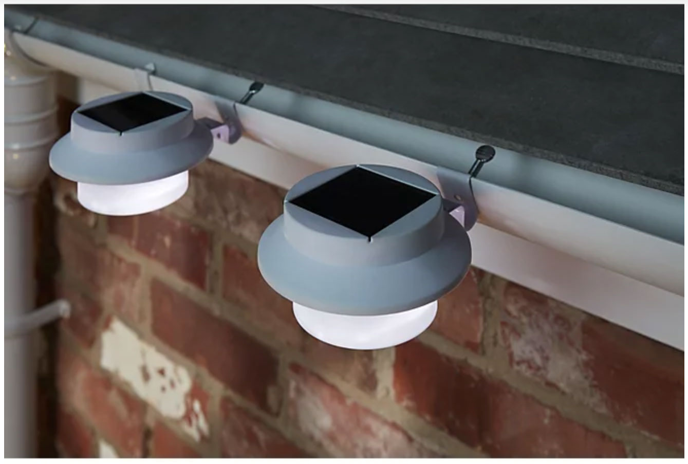 Solar Powered Led Gutter Door Wall Fence Lights Outdoor Garden Roof