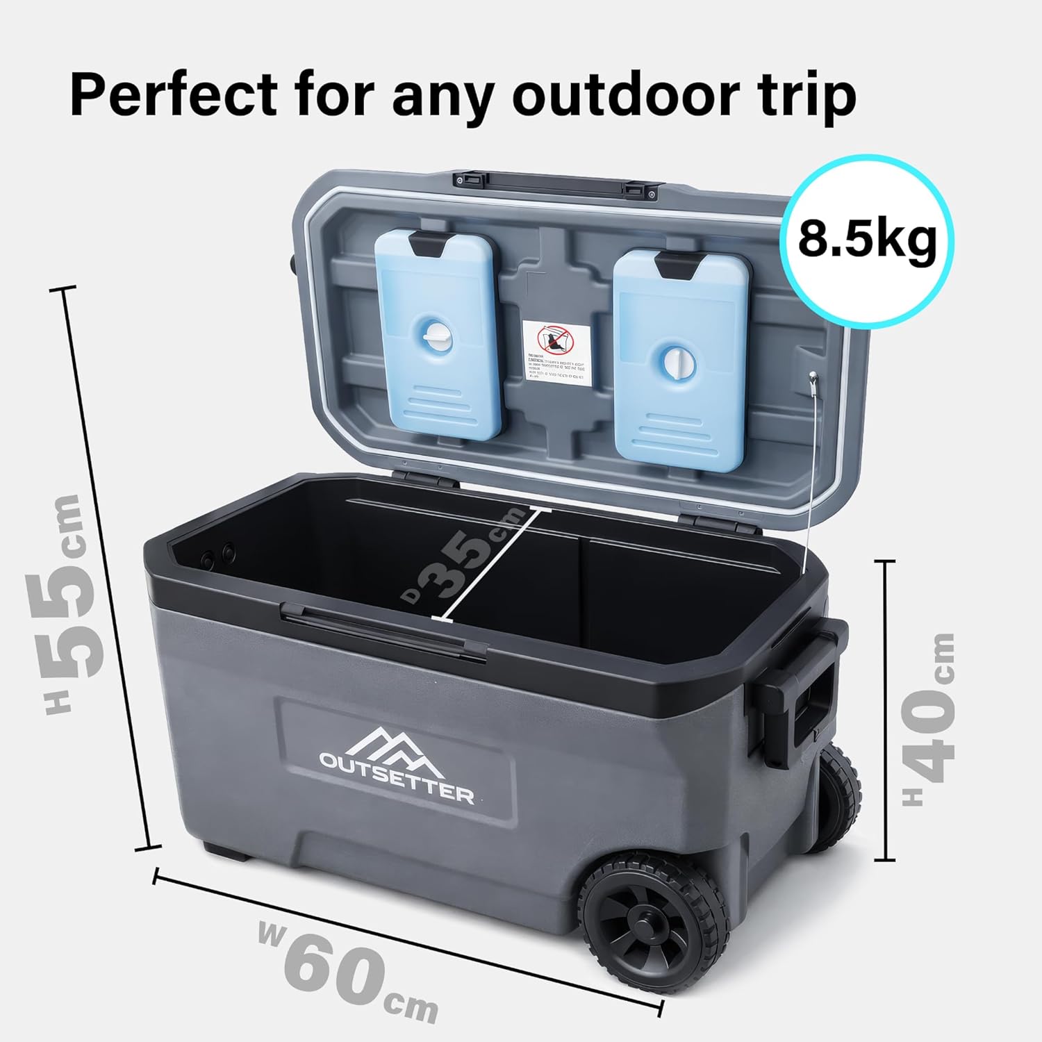 47/67L Cool Box with Ice Block Heavy-Duty Insulated Hard Cooler