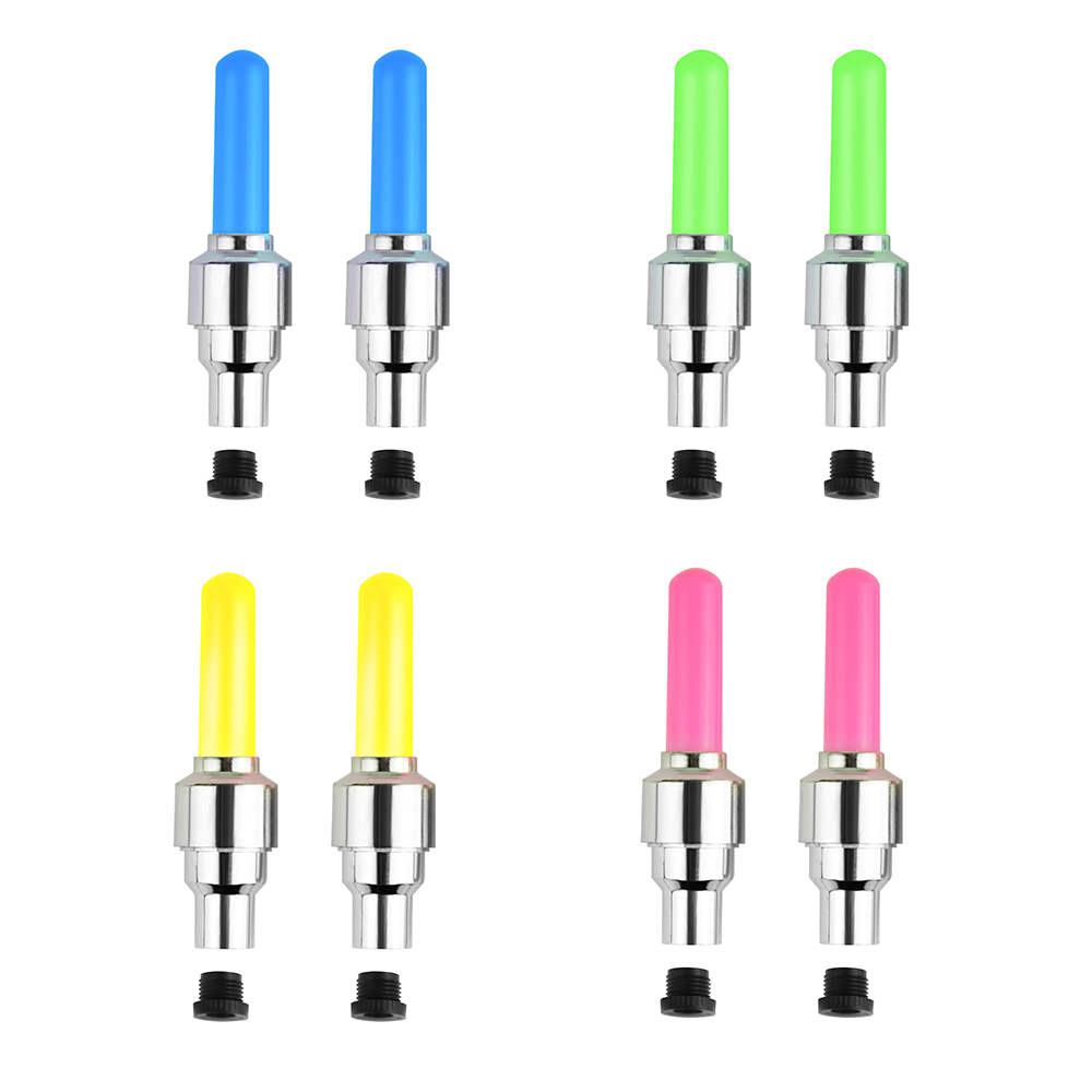 2x Flashing Neon LED Wheel Valve Caps Car Van Bike Motorbike Cycle