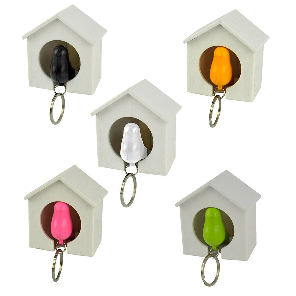 White House with Yellow Bird Key Holder & Sparrow Bird Key Ring Birdhouse Key Ring White House with Yellow Bird Key Holder & Sparrow Bird Key Ring Birdhouse Key Ring