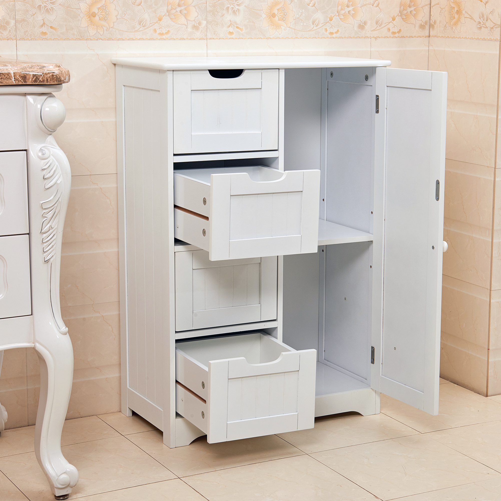 Simple Bathroom Storage Cabinet With Drawer &amp; Shelf 