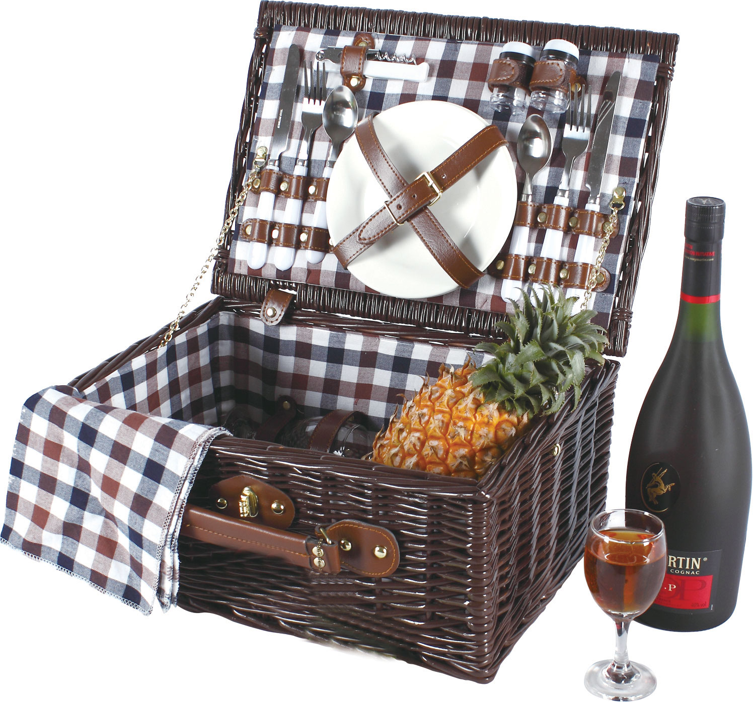 LUXURY 4 PERSON ENGLISH WICKER WILLOW PICNIC BASKET HAMPER & RUCKSACK