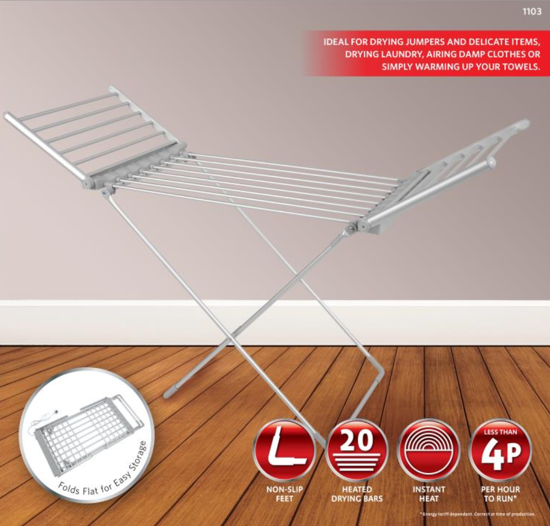 Electric Heated Clothes Airer Dryer Portable Indoor Horse Rack Laundry