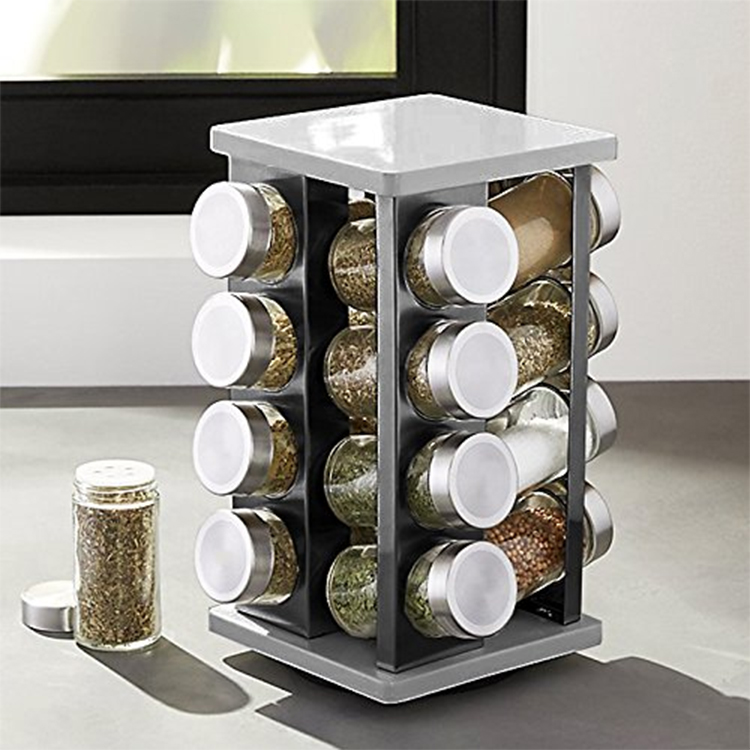Stainless Steel 16 Jar Revolving Spice Rack Stand Carousel Rotating