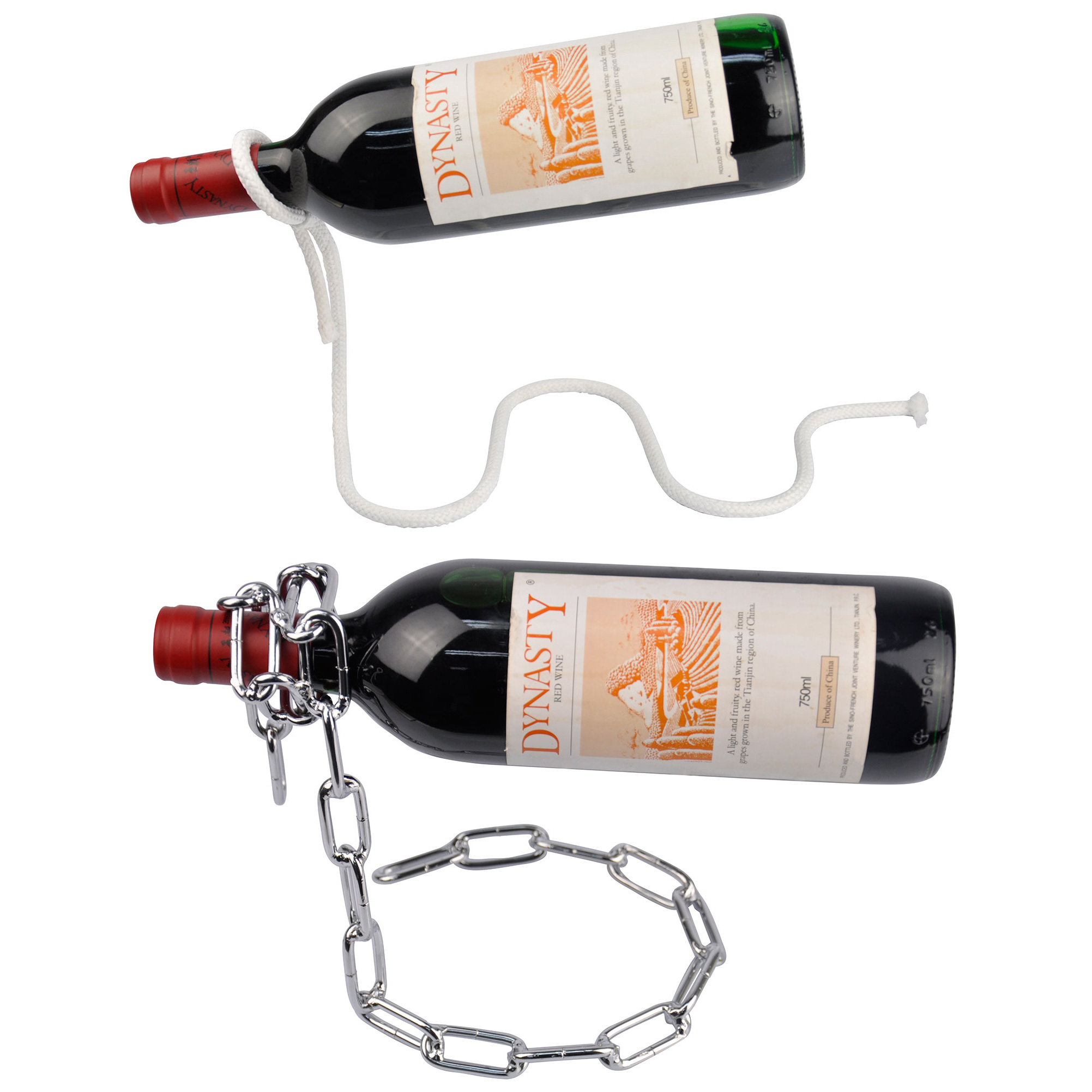 Magic Illusion Floating Wine Bottle Holder Rope Lasso Chain Wine Rack